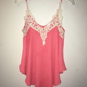 Pink and white lace top
